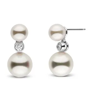 6.5-9.0 mm Akoya Pearl and Diamond Duet Dangle Earrings