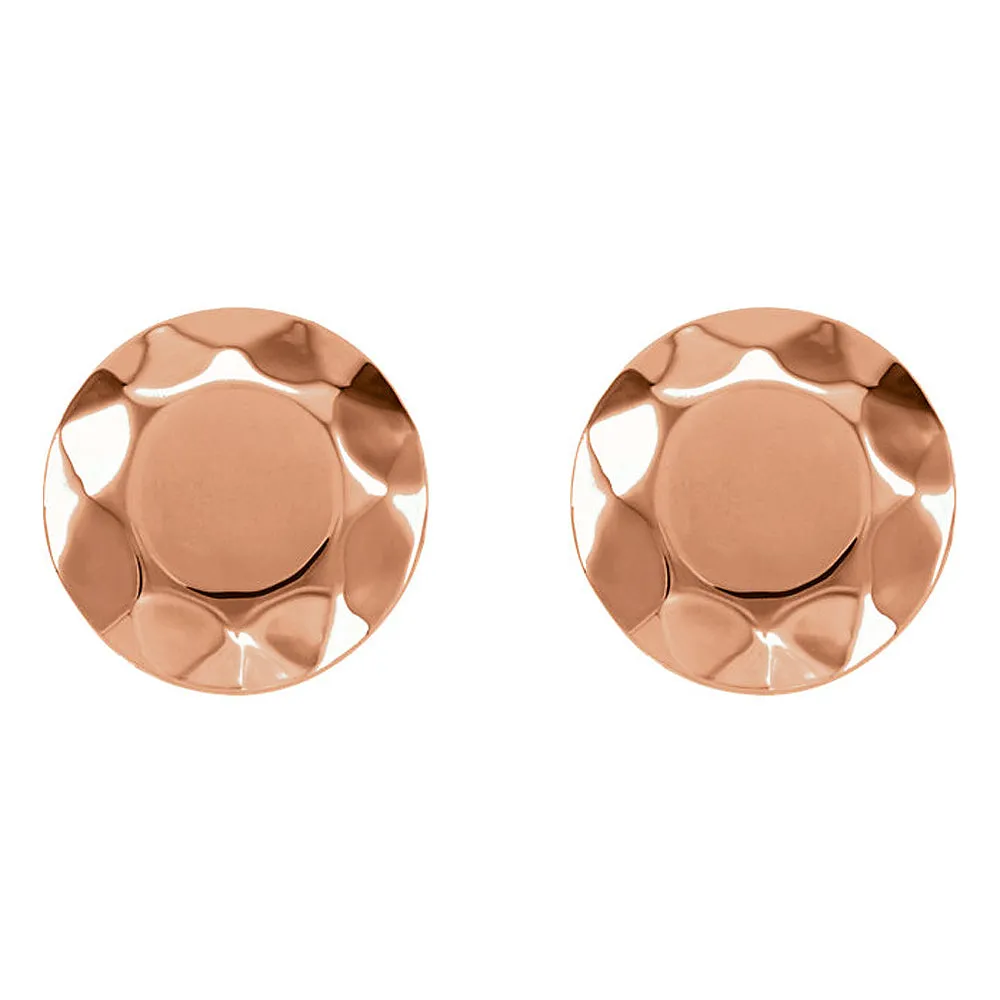 9mm (3/8 Inch) 14k Rose Gold Faceted Circle Stud Earrings