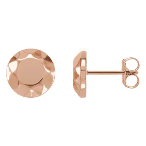 9mm (3/8 Inch) 14k Rose Gold Faceted Circle Stud Earrings