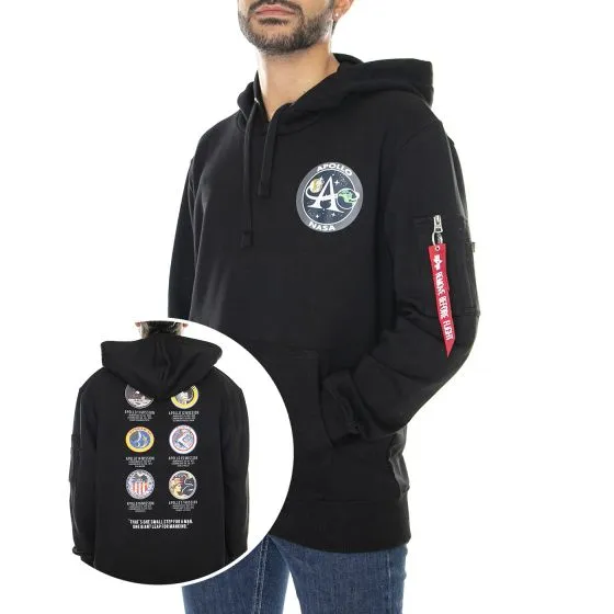 Alpha Industries Mens Apollo Mission Hoody Black Sweatshirt