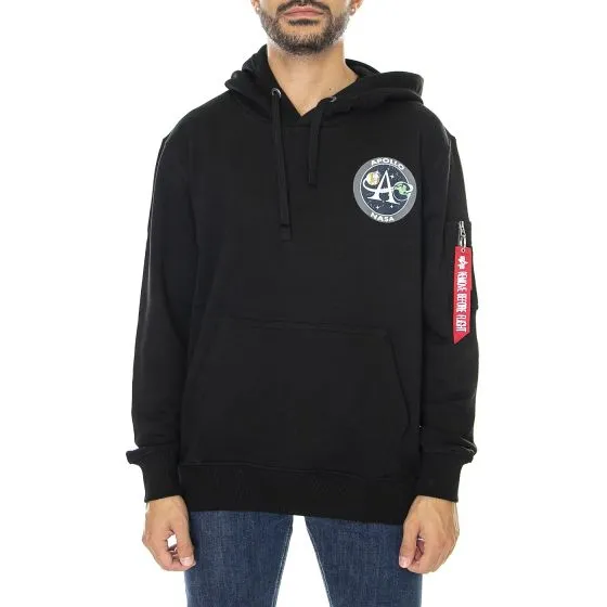 Alpha Industries Mens Apollo Mission Hoody Black Sweatshirt