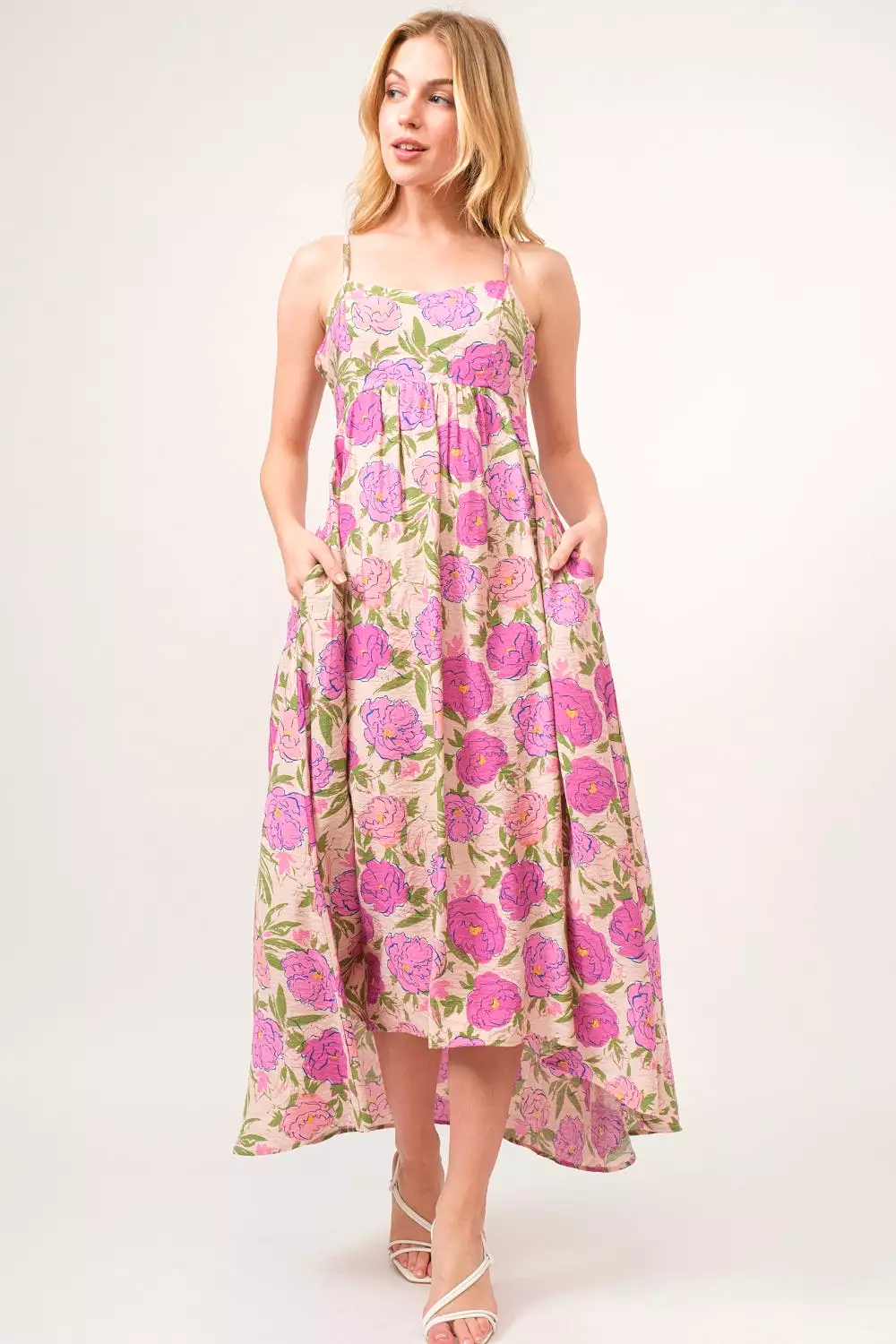 And The Why Floral High-Low Hem Cami Dress