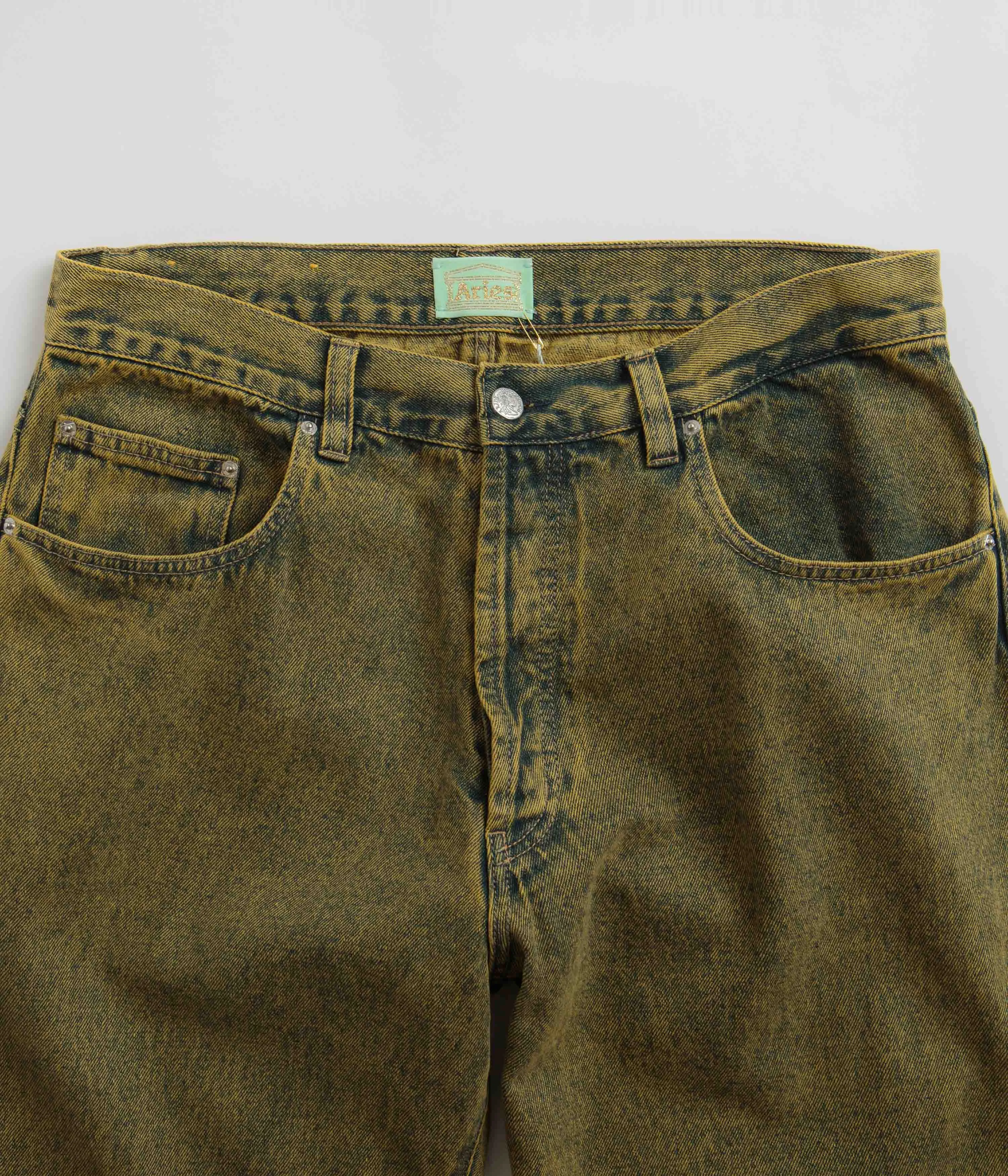 Aries Acid Wash Batten Jeans - Gold