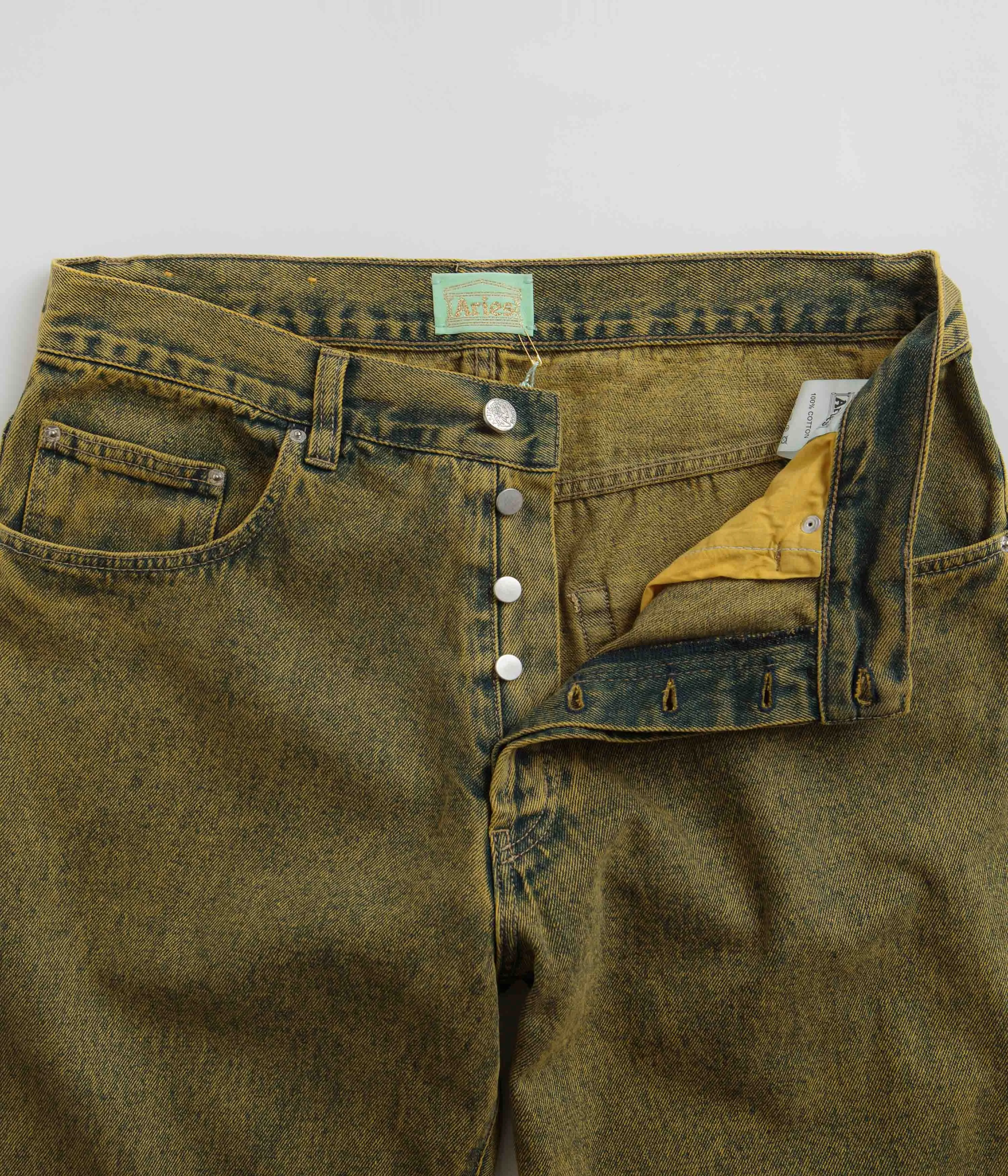 Aries Acid Wash Batten Jeans - Gold