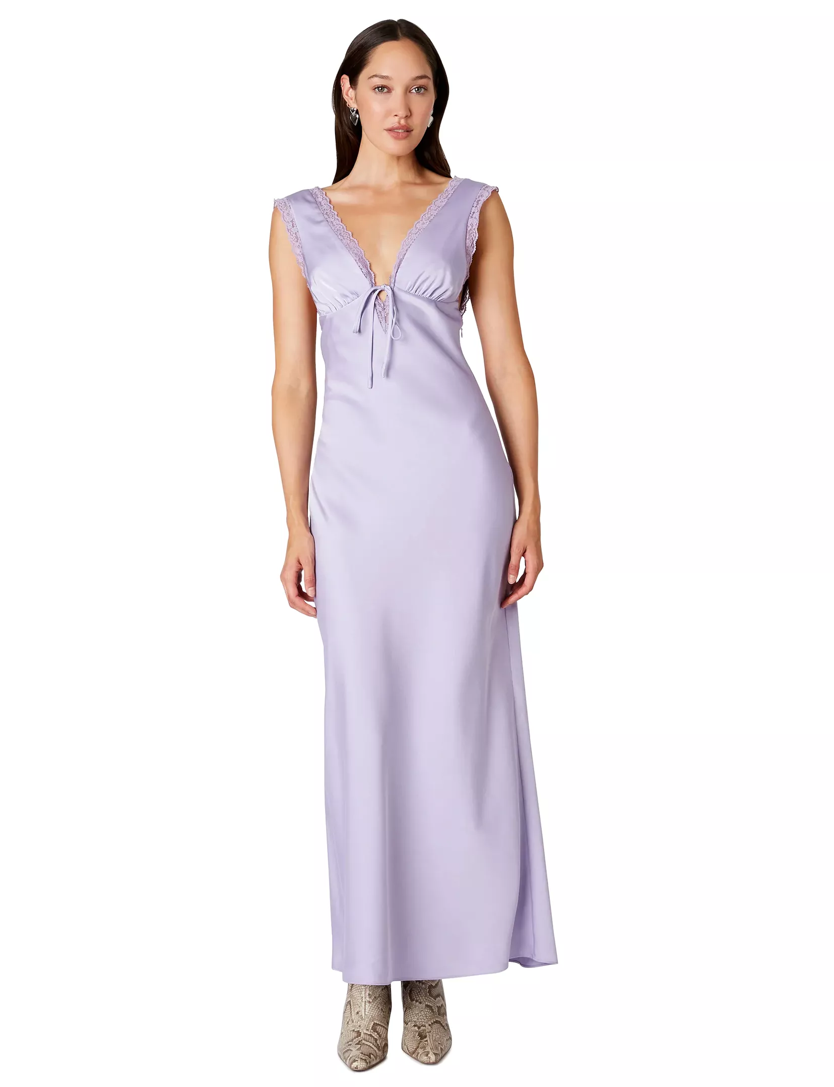 Aurelie Plunge Maxi Dress, Lilac