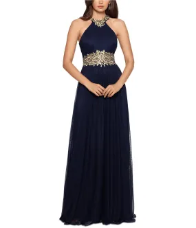 Betsy & Adam Womens Embroidered Gown Dress