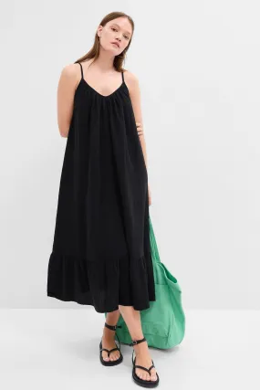 Black Gauze Cami Midi Dress