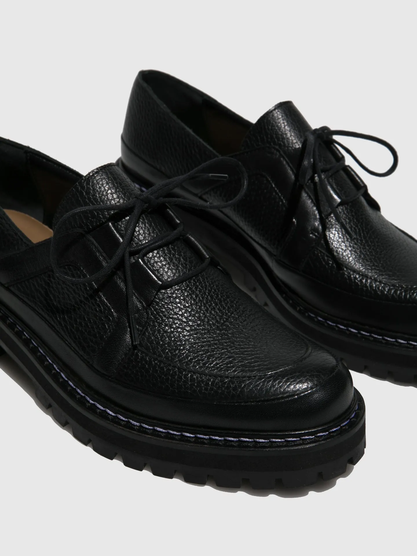 Black Lace-up Loafers