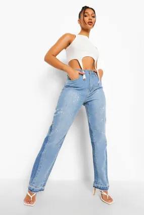 Bleached Straight Leg Spliced Jeans