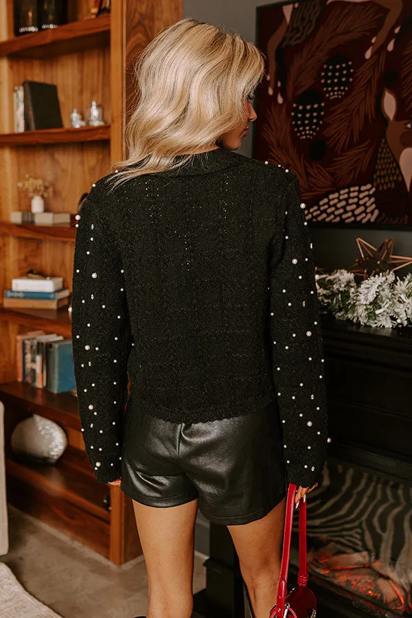 Blissful Smile Embellished Cardigan in Black