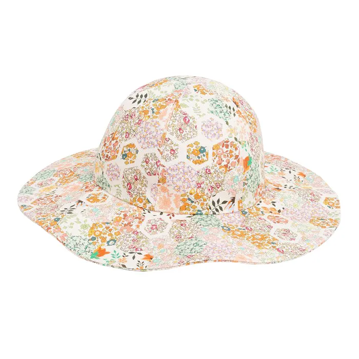 Bonpoint Child Brise Sun Hat Orange Patchwork Print