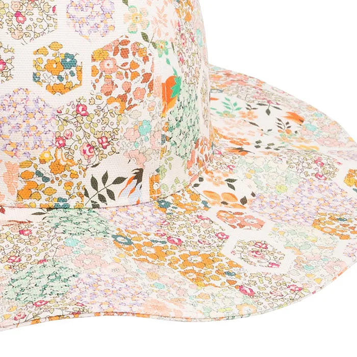 Bonpoint Child Brise Sun Hat Orange Patchwork Print