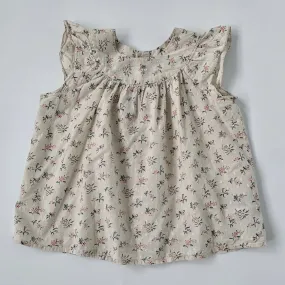 Bonpoint Cream Floral Swiss Dot Blouse: 3 Years