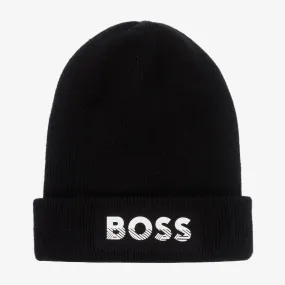 Boys Black Logo Beanie Hat