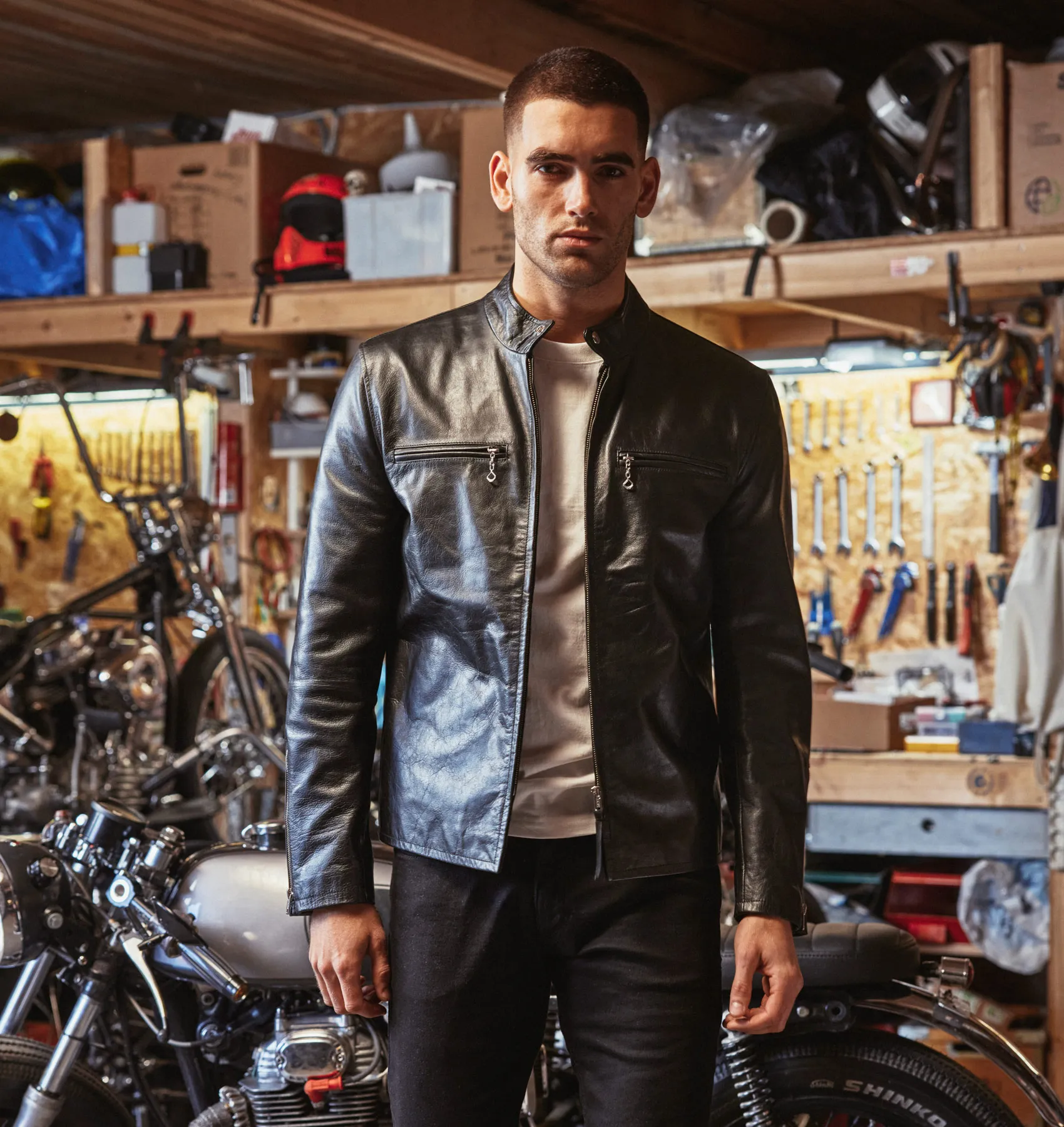 Cafe Racer Jacket - Horsehide Leather - AVI LEATHER