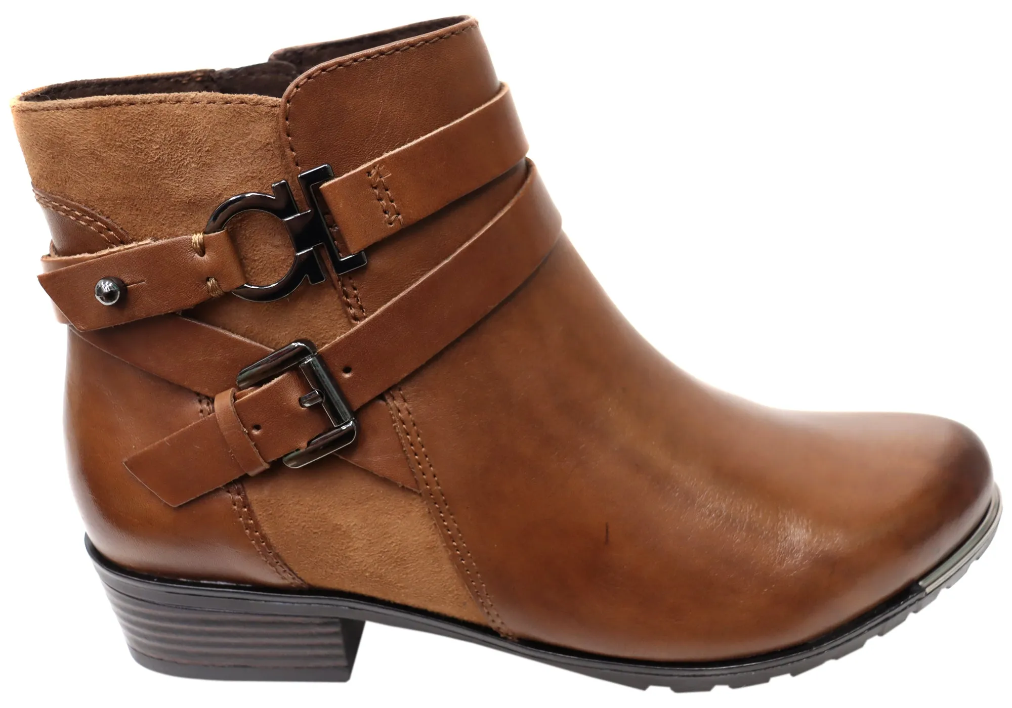 Caprice Nadine Womens Wide Fit Comfortable Leather Ankle Boots