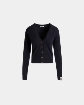 Cardigan In Navy Blue Cashmere 