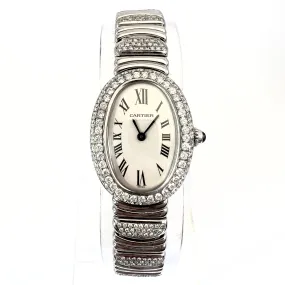 CARTIER BAIGNOIRE 22mm Quartz 18K White Gold 2.86TCW Diamond Watch