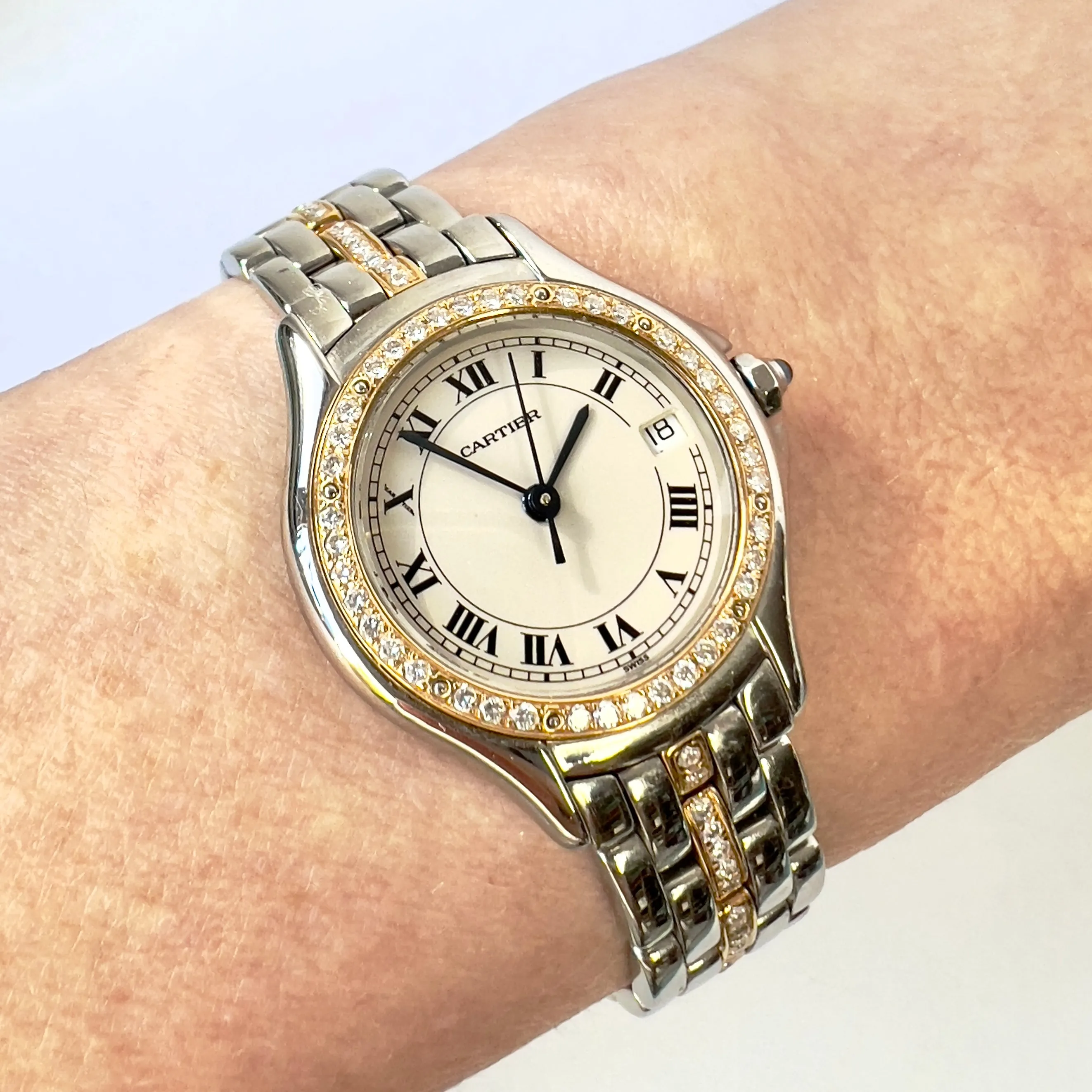 CARTIER COUGER Quartz 27mm 1 Row Gold 0.97TCW Diamond Watch