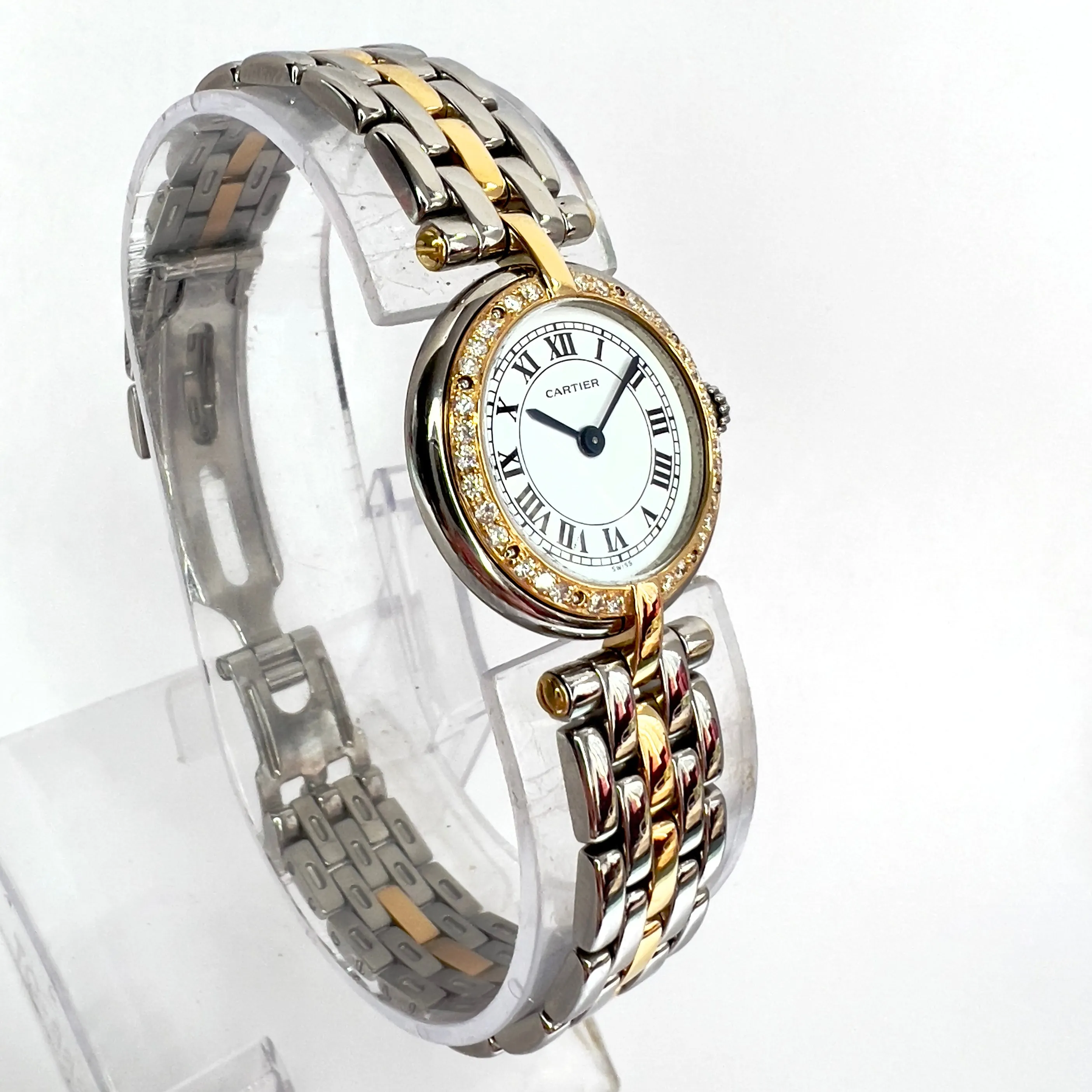 CARTIER PANTHERE VENDOME 24mm Quartz 1 Row Gold 0.30TCW Diamond Watch