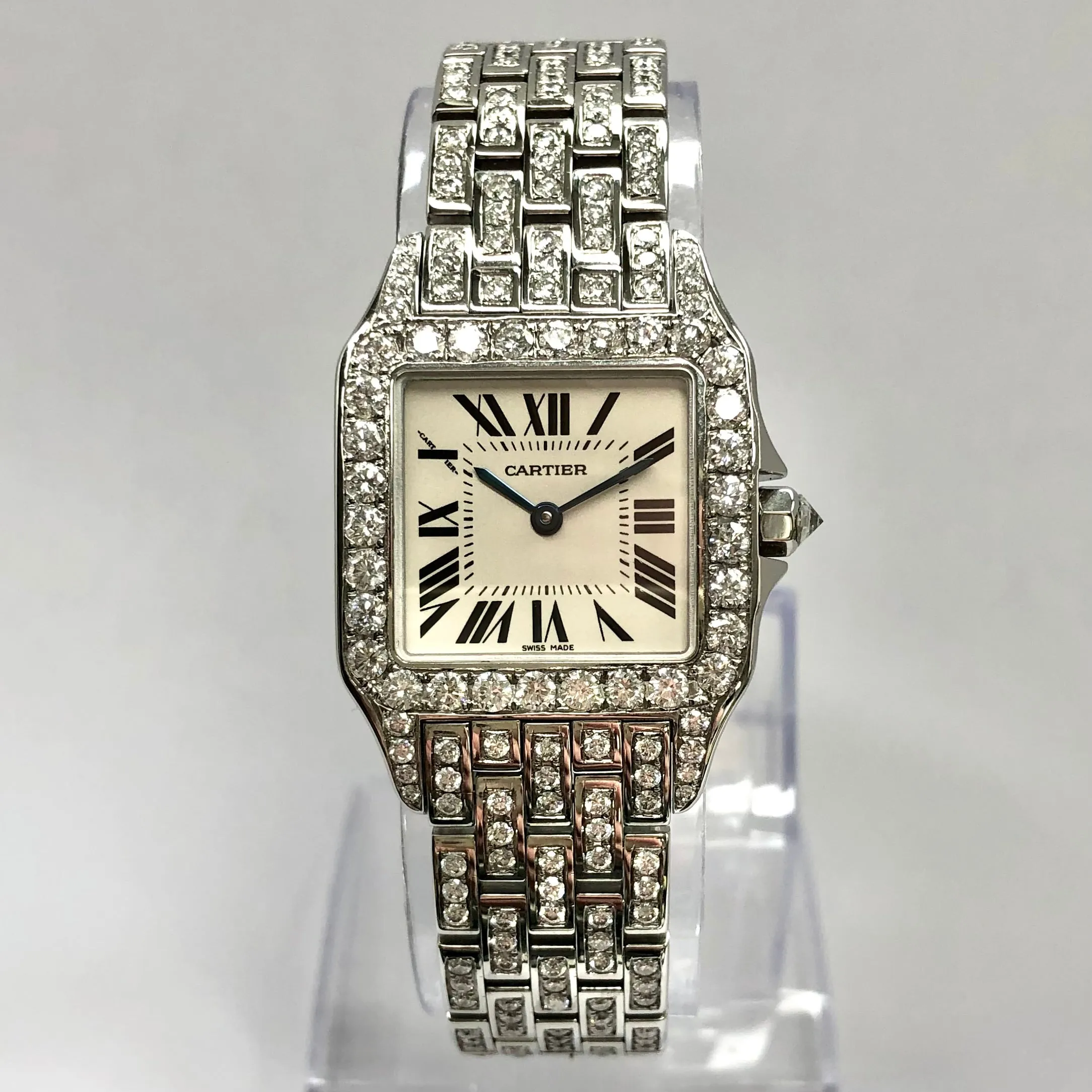 CARTIER SANTOS DEMOISELLE Quartz 26mm Steel 4.27TCW DIAMOND Watch