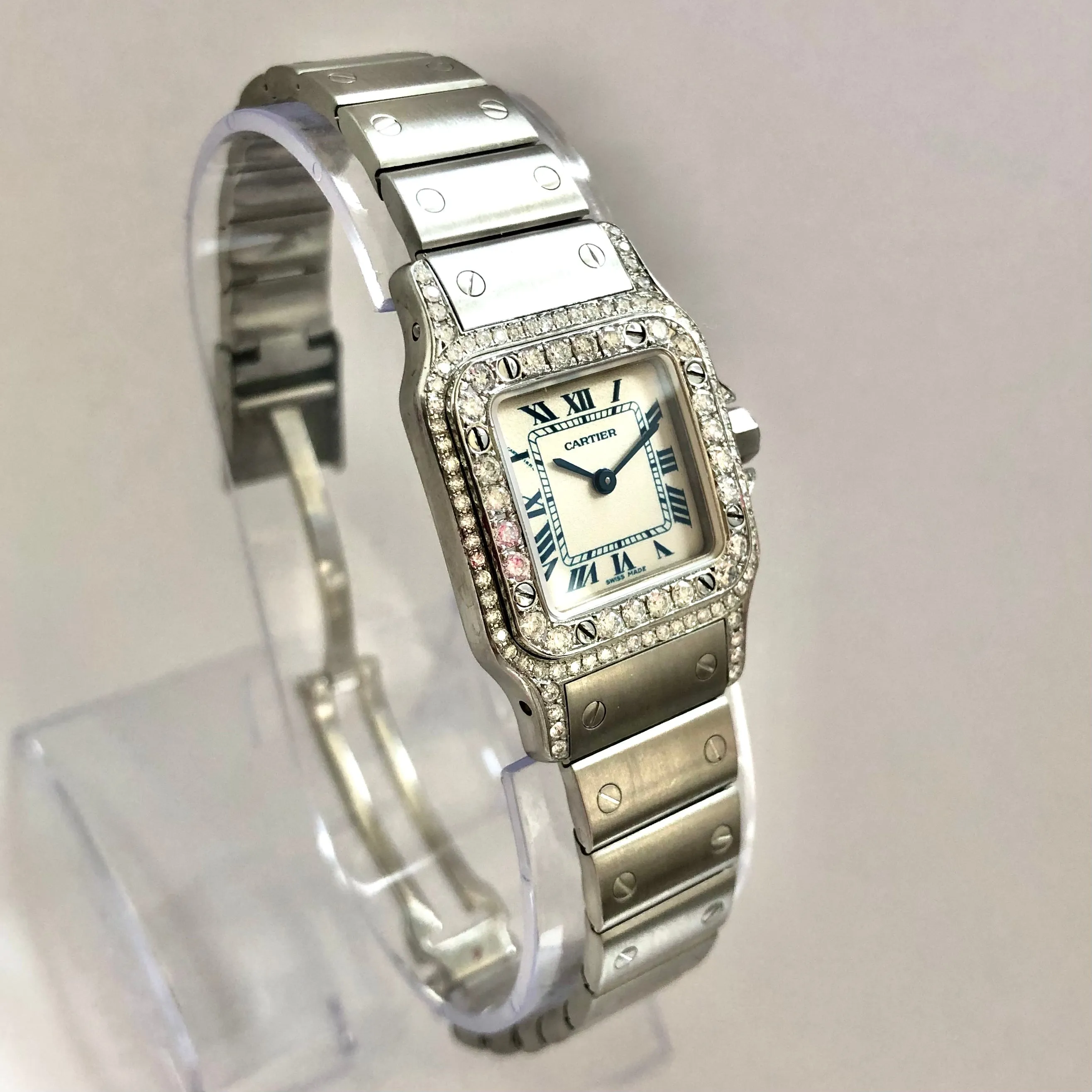 CARTIER SANTOS GALBEE 24mm Quartz Steel 1.21TCW Diamond Watch