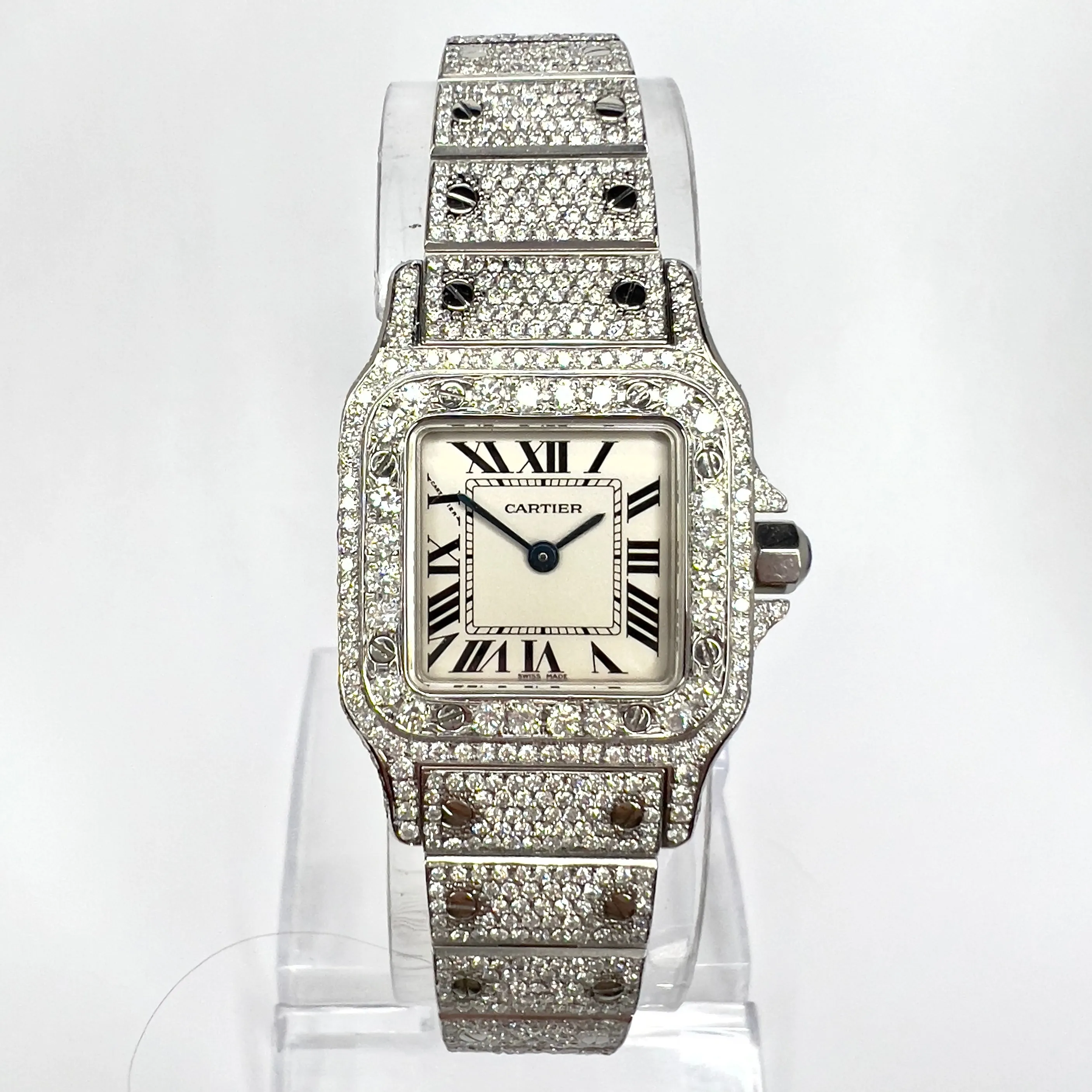 CARTIER SANTOS GALBEE 24mm Quartz Steel 6.36TCW Diamond Watch