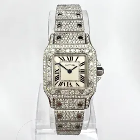 CARTIER SANTOS GALBEE 24mm Quartz Steel 6.36TCW Diamond Watch