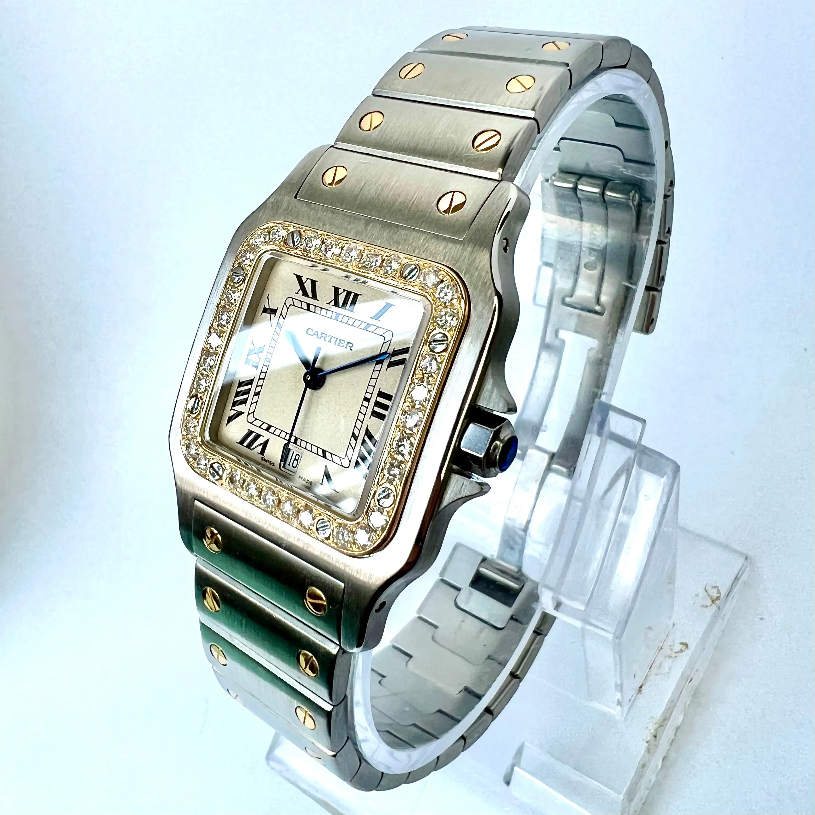 CARTIER SANTOS GALBEE 29mm Quartz 2 Tone 0.94TCW Diamond Watch NEW Model