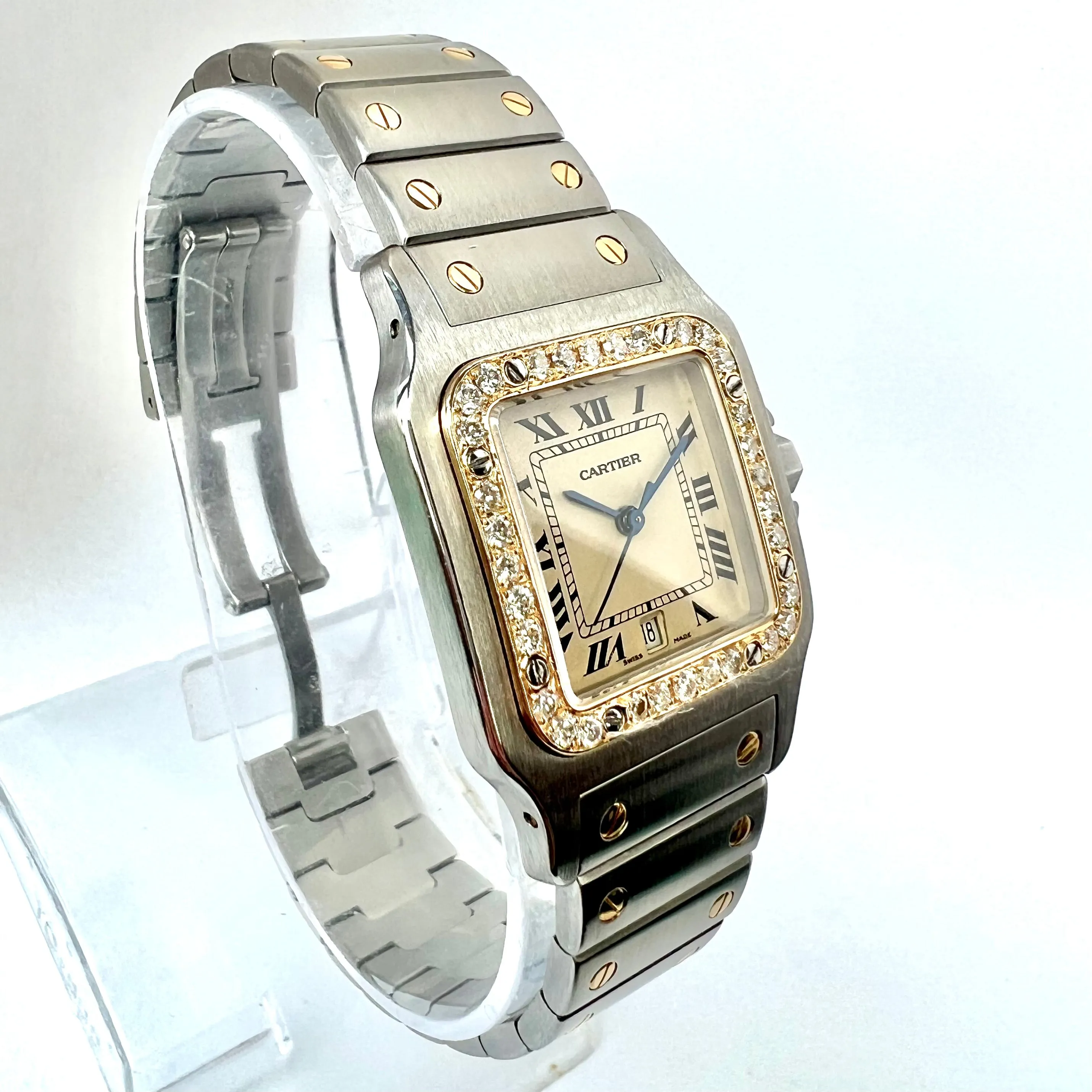 CARTIER SANTOS GALBEE 29mm Quartz 2 Tone 0.94TCW Diamond Watch NEW Model