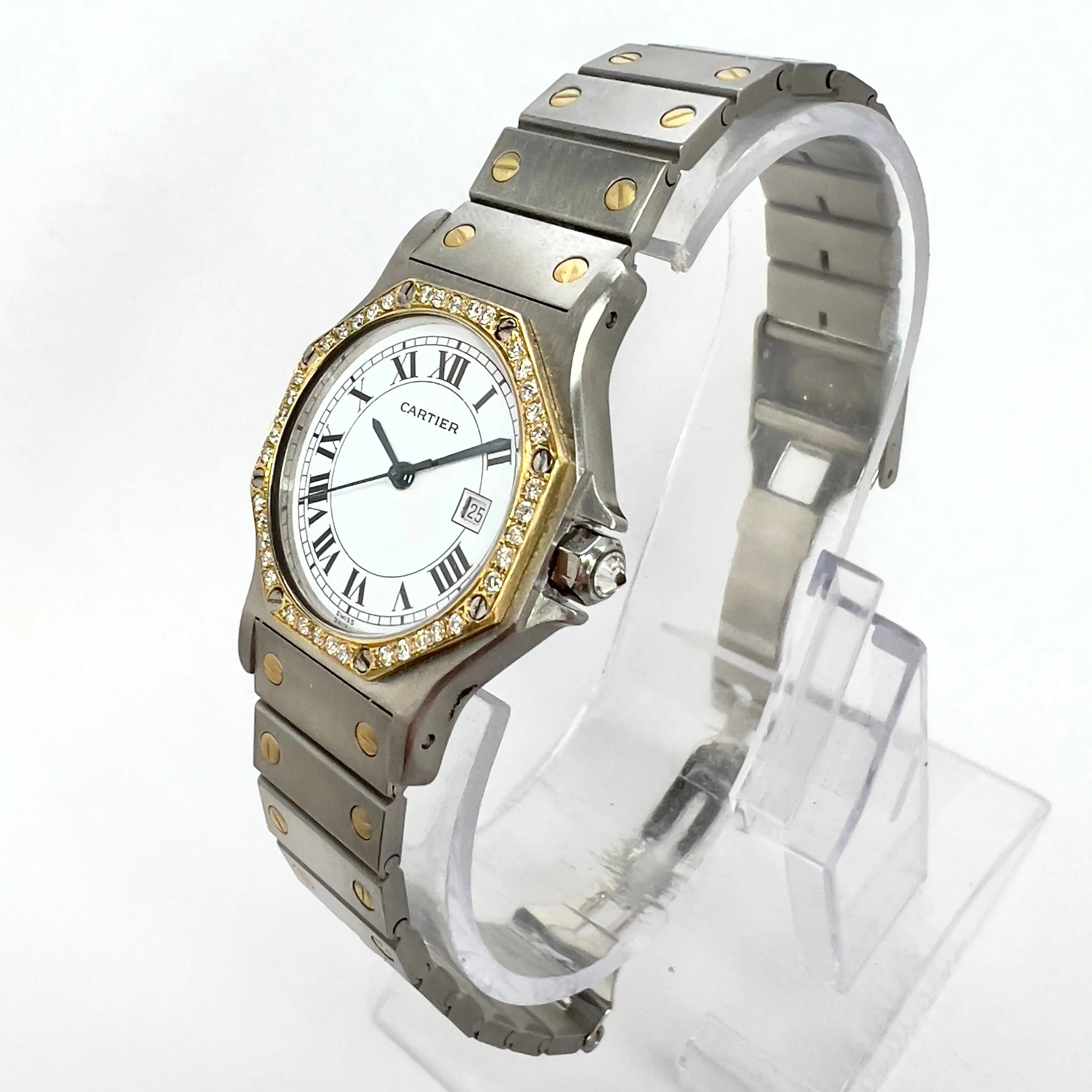 CARTIER SANTOS OCTAGON Automatic 31mm 2 Tone ~0.50TCW DIAMOND Watch