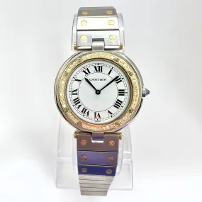 CARTIER SANTOS RONDE 32mm Quartz 2 Tone 0.38TCW DIAMOND Watch