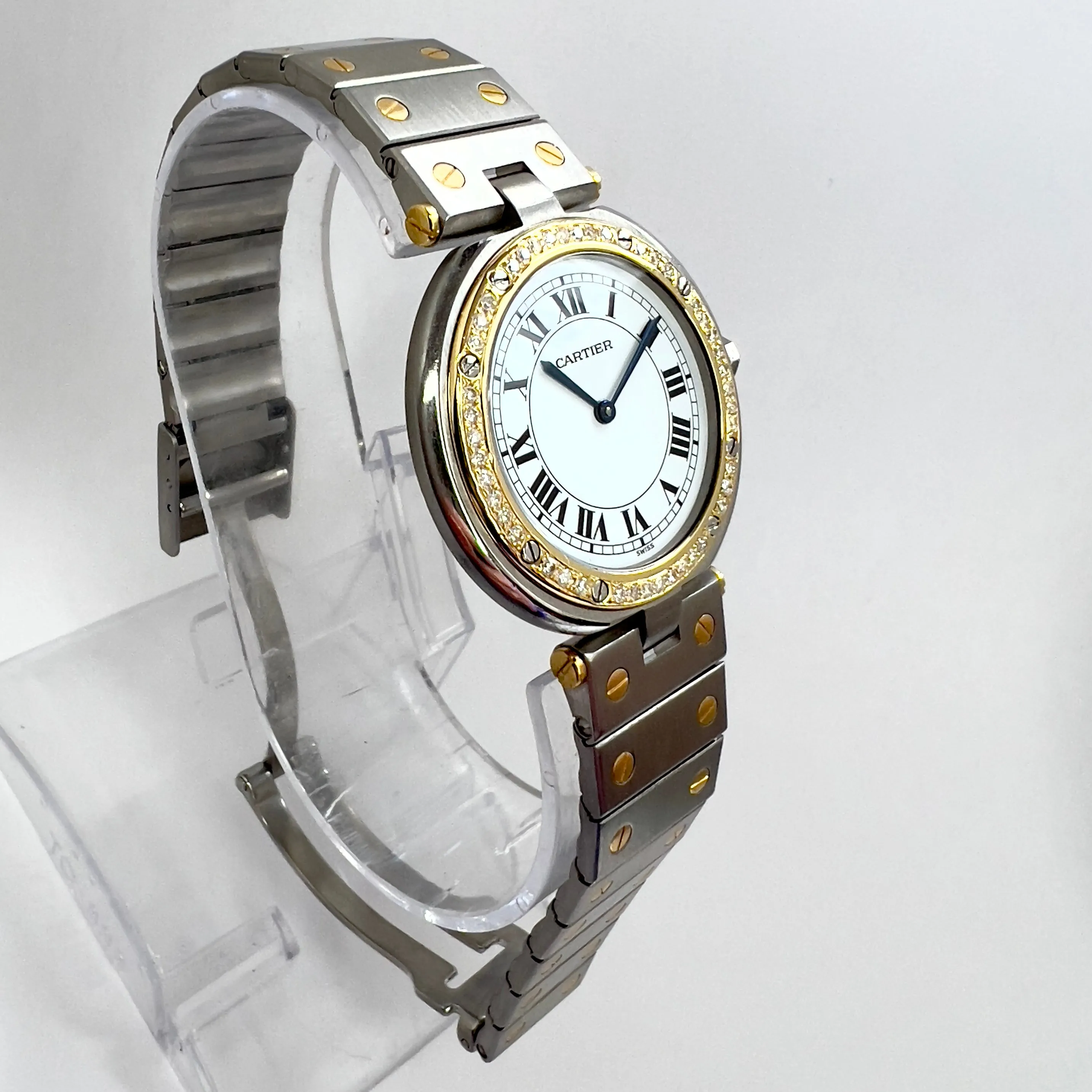 CARTIER SANTOS RONDE 32mm Quartz 2 Tone 0.38TCW DIAMOND Watch