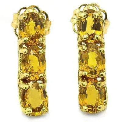 CHARMING 1.38 CT GENUINE YELLOW SAPPHIRE 10K SOLID YELLOW GOLD EARRINGS