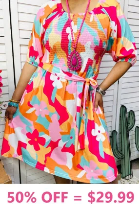 Colorful Smocked Spring Dress