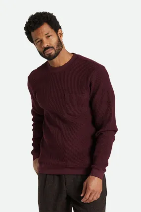 Corded L/S Sweater Pocket Knit - Washed Burnt Henna