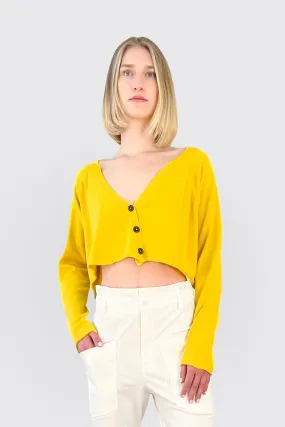 Crop Knit Cardigan - Lemon