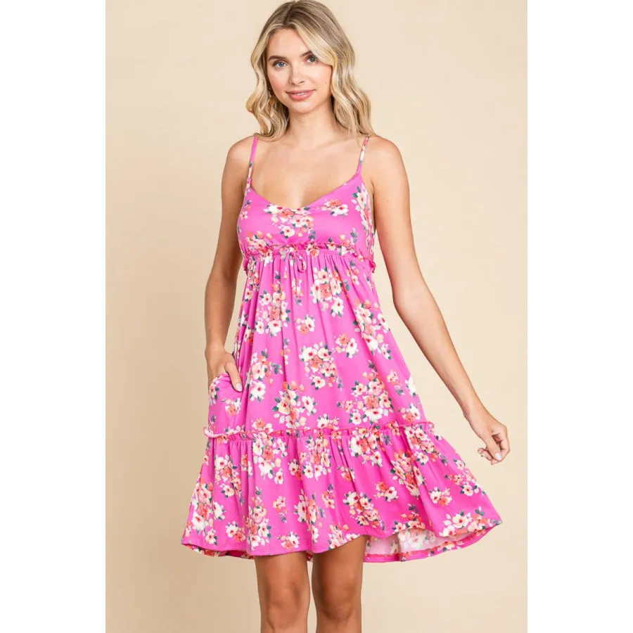 Culture Code Full Size Floral Ruffled Cami Dress