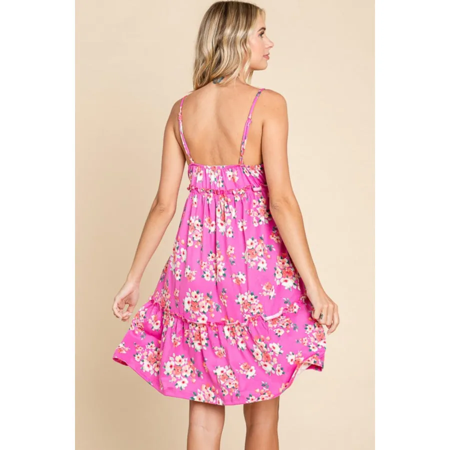 Culture Code Full Size Floral Ruffled Cami Dress