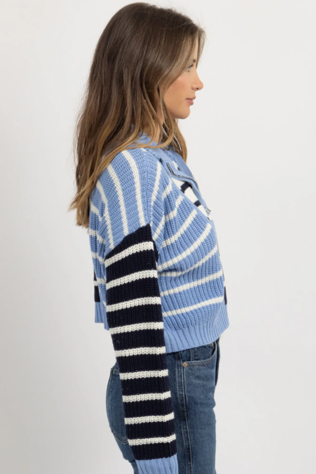 CUPID CONTRAST BLUE SWEATER