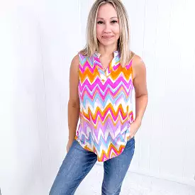 Dear Scarlett Lizzy Tank Top in Orange Multi Chevron