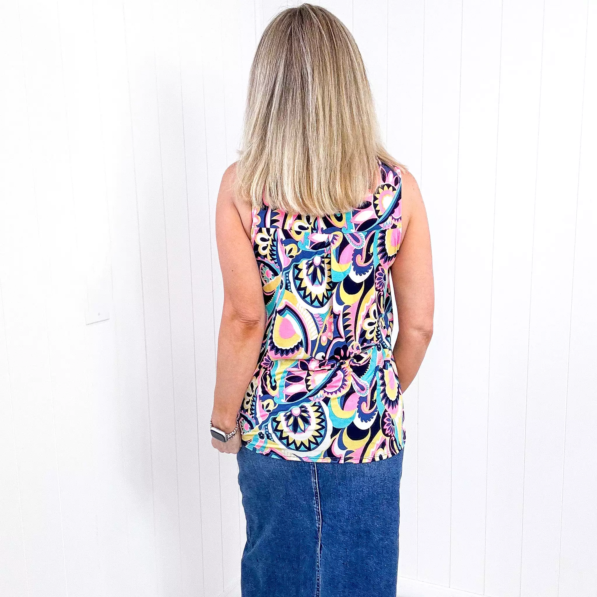 Dear Scarlett Lizzy Tank Top in Teal Deco Multi