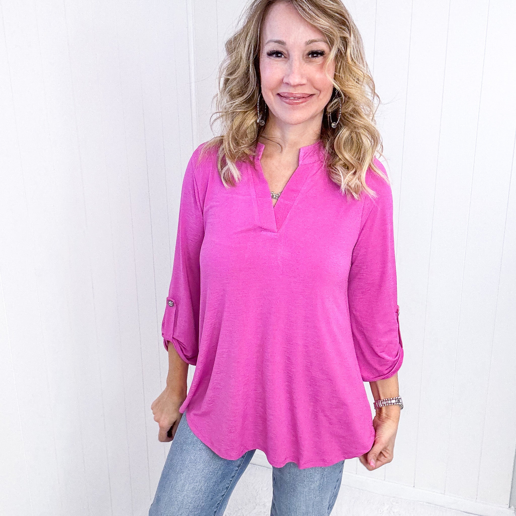 Dear Scarlett Lizzy Top in Magenta