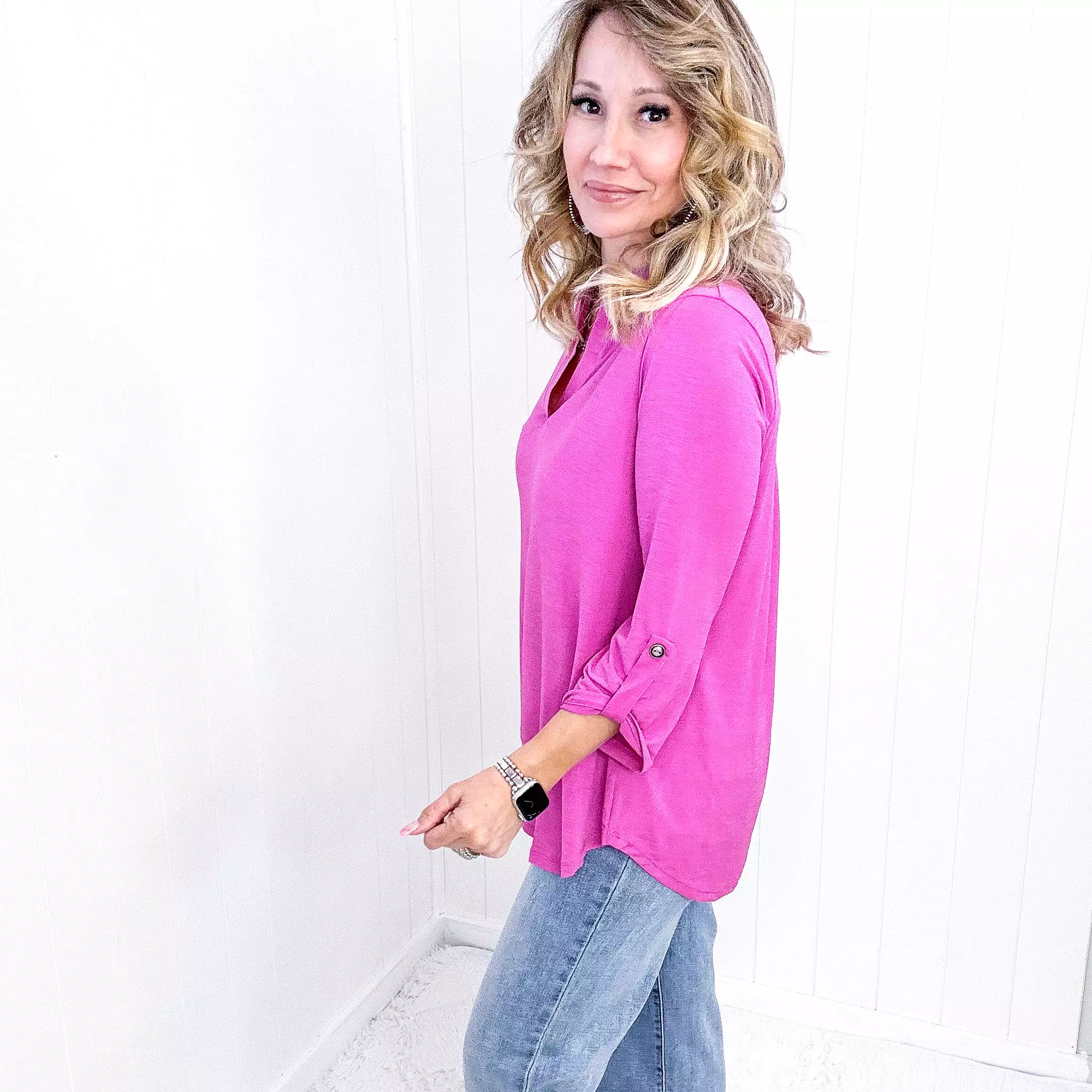 Dear Scarlett Lizzy Top in Magenta