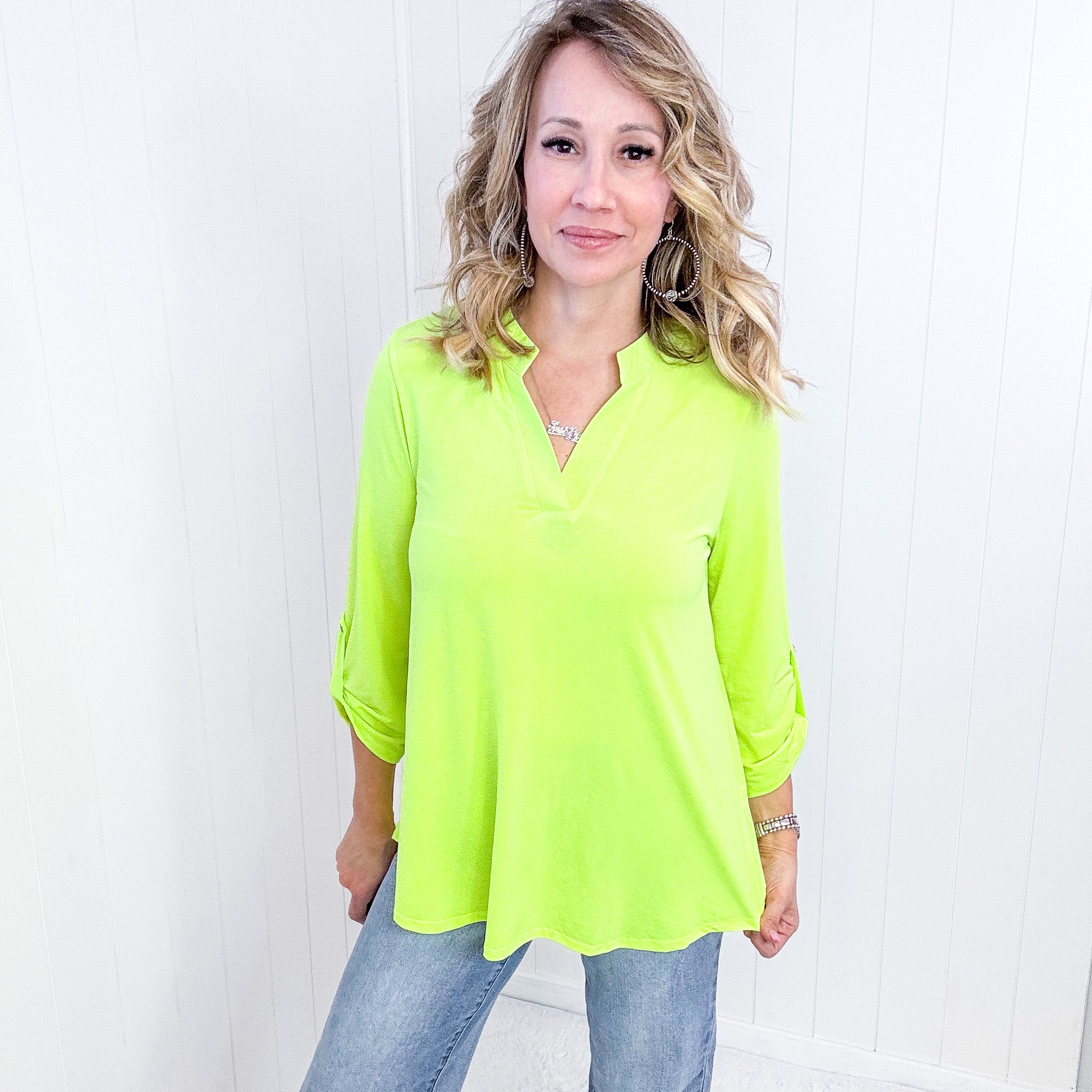 Dear Scarlett Lizzy Top in Neon Green