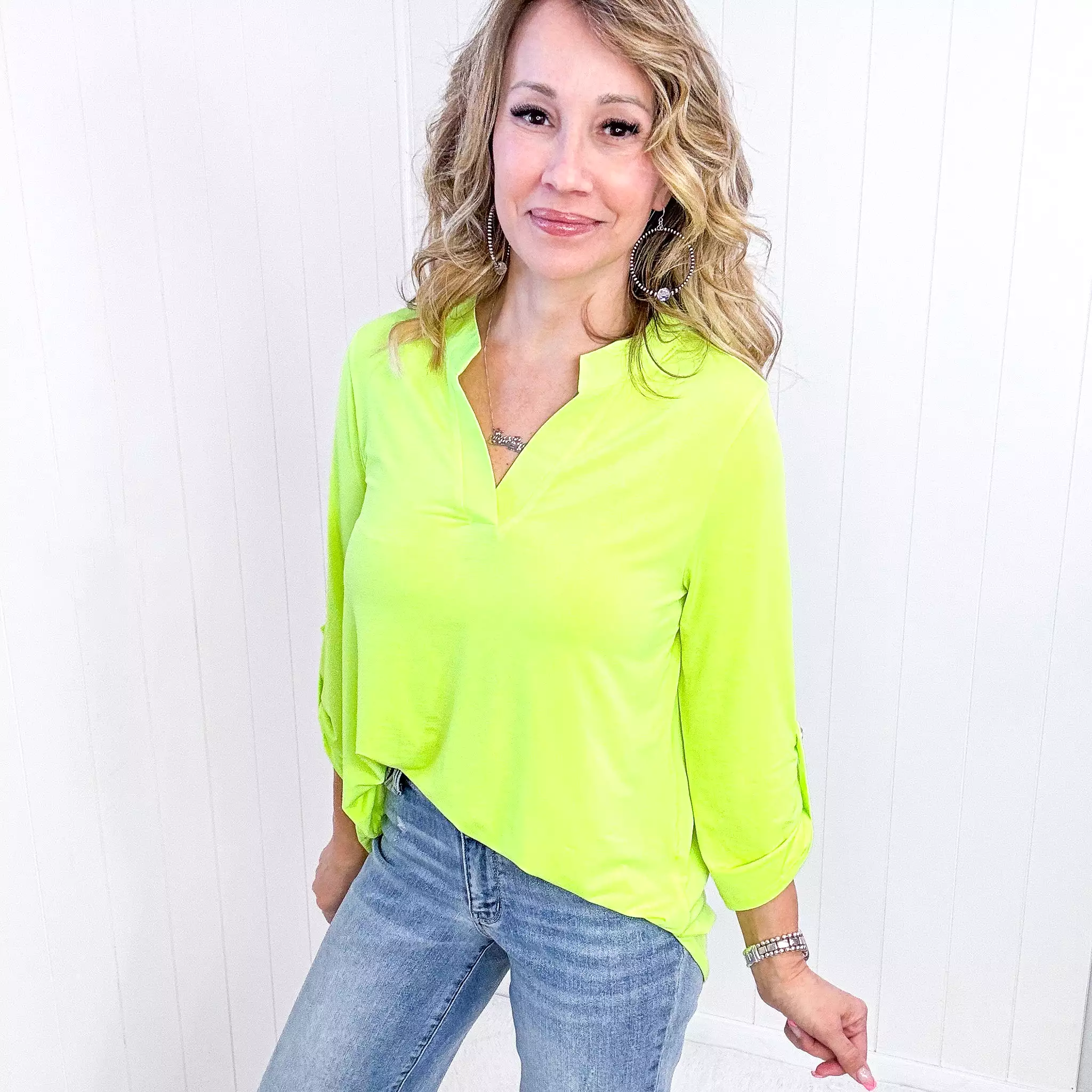 Dear Scarlett Lizzy Top in Neon Green