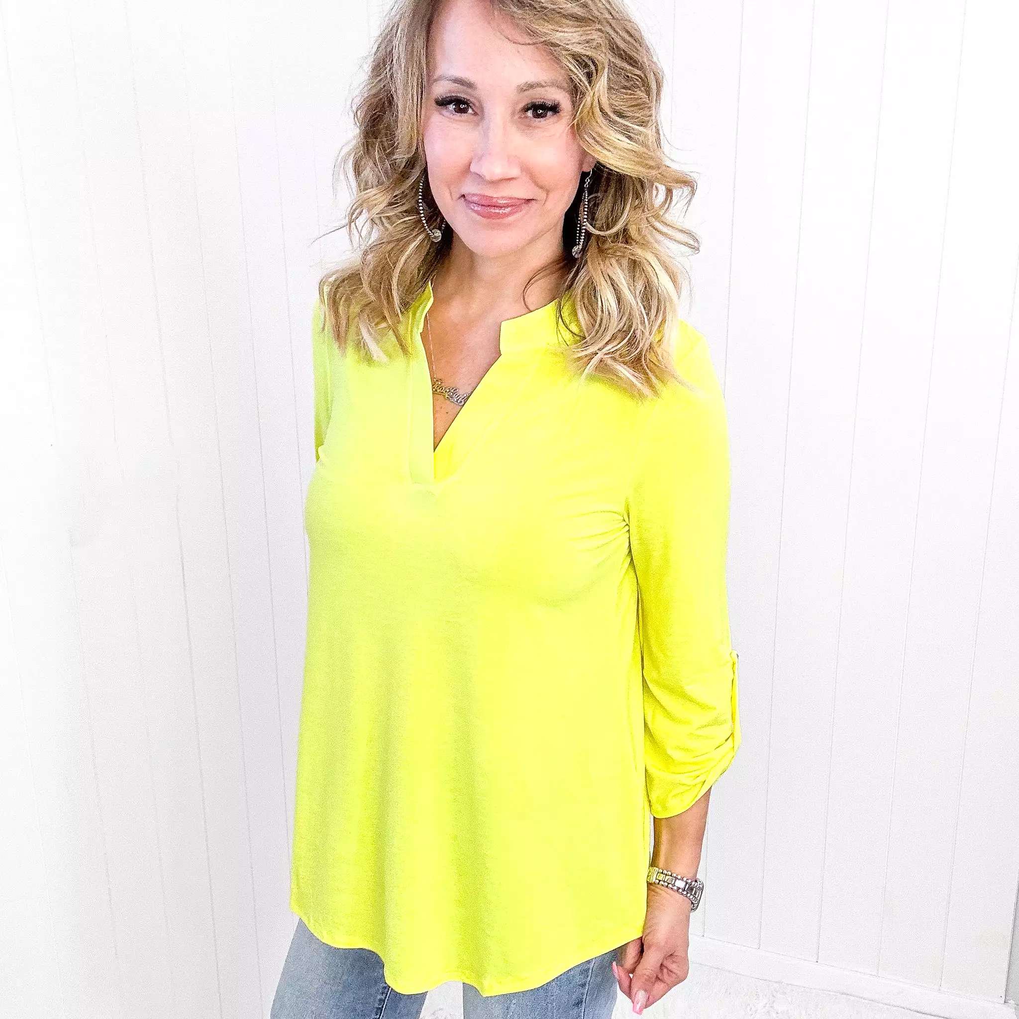 Dear Scarlett Lizzy Top in Neon Yellow