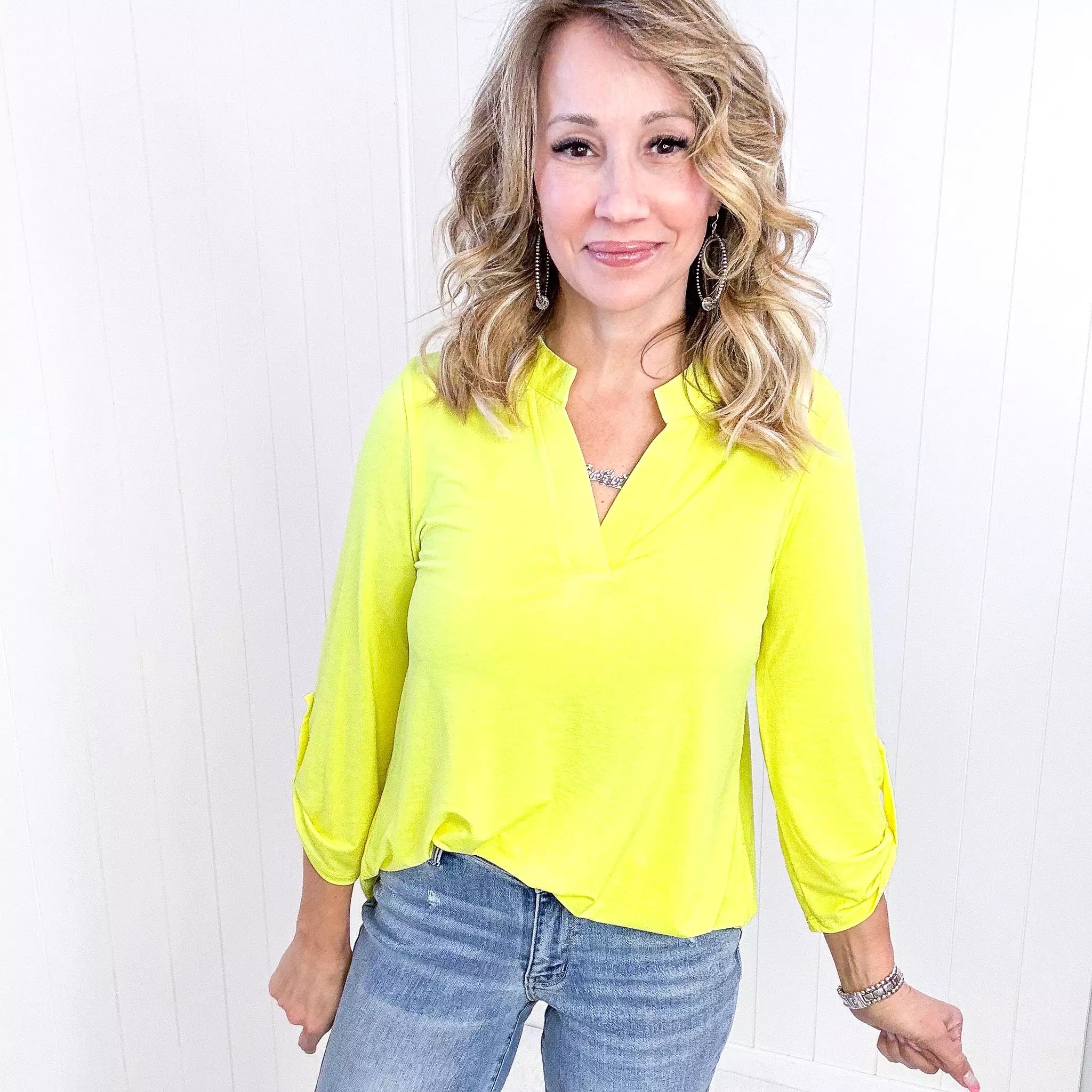 Dear Scarlett Lizzy Top in Neon Yellow