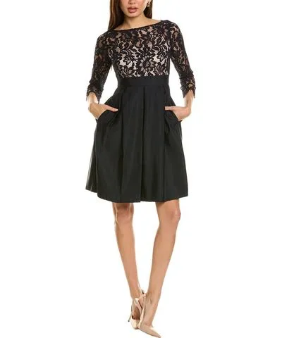 Eliza J Midi Lace & Faille Dress