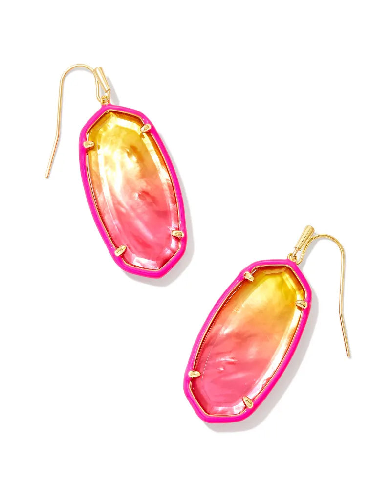 Elle Gold Enamel Framed Drop Earrings